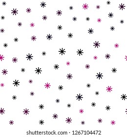Dark Pink vector seamless cover with beautiful snowflakes. Modern geometrical abstract illustration with snowflakes. Pattern for trendy fabric, wallpapers.