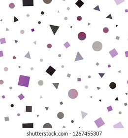 Dark Pink vector seamless cover in polygonal style with circles. Decorative design in abstract style with lines, dots, cubes. Pattern for design of fabric, wallpapers.