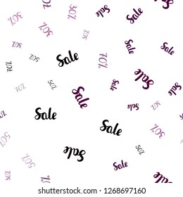 Dark Pink vector seamless cover with symbols of 30, 50, 70 % sales. Gradient illustration with discount signs on white backdrop. Backdrop for ads, leaflets of Black Friday.