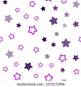 Dark Pink vector seamless cover with small and big stars. Shining colored illustration with stars. Pattern for trendy fabric, wallpapers.