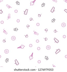 Dark Pink vector seamless cover with cuisine gourmet. Blurred decorative design of snacks in doodle style. Pattern for menu of cafes, bars, restaurants.