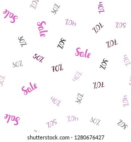 Dark Pink vector seamless cover with symbols of 30, 40, 50 % sales. Abstract illustration with colorful gradient symbols of sales. Backdrop for mega promotions, discounts.