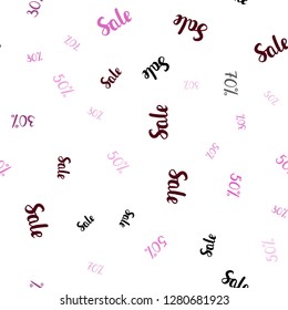 Dark Pink vector seamless cover with symbols of 30, 50, 70 % sales. Shining colorful illustration with isolated selling prices. Backdrop for ads, leaflets of Black Friday.