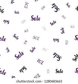 Dark Pink vector seamless cover with symbols of 30, 50, 70 % sales. Gradient illustration with discount signs on white backdrop. Pattern for ads, posters, banners of sales.