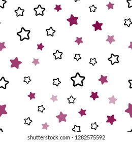 Dark Pink vector seamless cover with small and big stars. Decorative shining illustration with stars on abstract template. Design for textile, fabric, wallpapers.