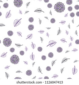 Dark Pink vector seamless doodle pattern with leaves and flowers. Doodle illustration of leaves and flowers in Origami style. Hand painted design for web, leaflet, textile.