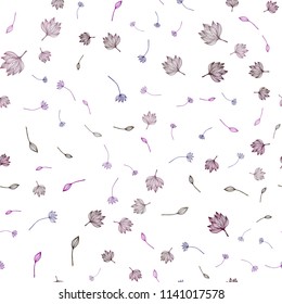 Dark Pink vector seamless doodle background. Decorative illustration with leaves on abstract template. Pattern for brand book.
