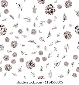 Dark Pink vector seamless doodle template with leaves and flowers. Brand new colored illustration with leaves and flowers. Pattern for wallpapers and coloring books.