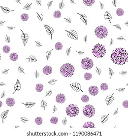 Dark Pink vector seamless doodle template with leaves, flowers. Colorful illustration in doodle style with leaves, flowers. Pattern for design of window blinds, curtains.