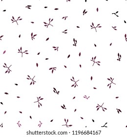 Dark Pink vector seamless doodle template with leaves. Sketchy doodles with leaves on blurred background. Design for textile, fabric, wallpapers.