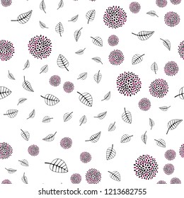 Dark Pink vector seamless doodle layout with leaves, flowers. Colorful illustration in doodle style with leaves, flowers. Pattern for trendy fabric, wallpapers.