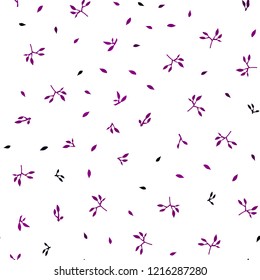 Dark Pink vector seamless doodle texture with leaves. Colorful illustration in doodle style with leaves. Pattern for trendy fabric, wallpapers.