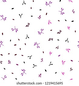 Dark Pink vector seamless doodle background with leaves. Modern geometrical abstract illustration with leaves. Design for textile, fabric, wallpapers.