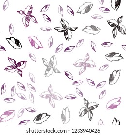Dark Pink vector seamless doodle pattern with leaves. An elegant bright illustration with leaves in Natural style. Template for business cards, websites.