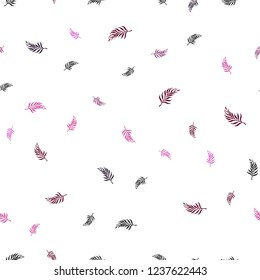 Dark Pink vector seamless doodle layout with leaves. Brand new colored illustration in blurry style with leaves. Template for business cards, websites.