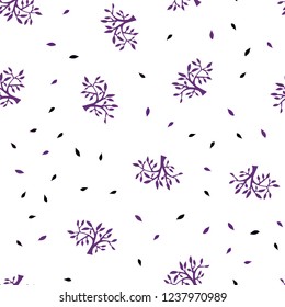 Dark Pink vector seamless doodle pattern with leaves, branches. Shining colored illustration with leaves and branches. Pattern for trendy fabric, wallpapers.