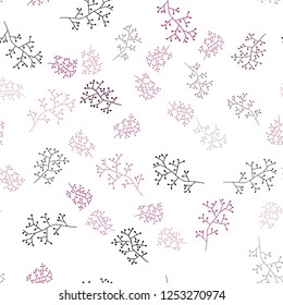 Dark Pink vector seamless doodle background with branches. Brand new colored illustration with leaves and branches. Texture for window blinds, curtains.