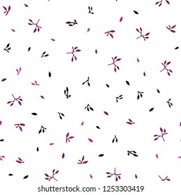 Dark Pink vector seamless doodle background with leaves. Glitter abstract illustration with doodles and leaves. Trendy design for wallpaper, fabric makers.