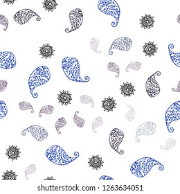Dark Pink vector seamless doodle pattern with leaves and flowers. Colorful illustration in doodle style with leaves, flowers. Pattern for trendy fabric, wallpapers.