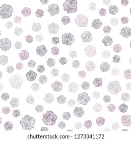 Dark Pink vector seamless doodle template with flowers. Illustration with colorful abstract doodle flowers. Texture for window blinds, curtains.