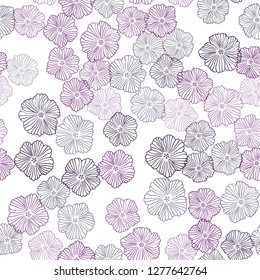 Dark Pink vector seamless doodle backdrop with flowers. Shining colored illustration with flowers. Template for business cards, websites.