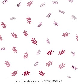 Dark Pink vector seamless doodle texture with leaves. Sketchy doodles with leaves on blurred background. Template for business cards, websites.