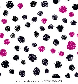 Dark Pink vector seamless doodle background with leaves. leaves on elegant natural pattern with gradient. Design for wallpaper, fabric makers.