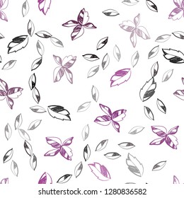 Dark Pink vector seamless doodle template with leaves. leaves on elegant natural pattern with gradient. Trendy design for wallpaper, fabric makers.