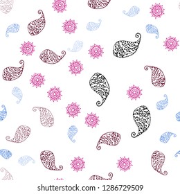 Dark Pink vector seamless doodle template with leaves and flowers. Modern abstract illustration with leaves and flowers. Design for wallpaper, fabric makers.