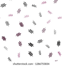 Dark Pink vector seamless doodle layout with leaves. Decorative illustration with doodles on abstract template. Texture for window blinds, curtains.