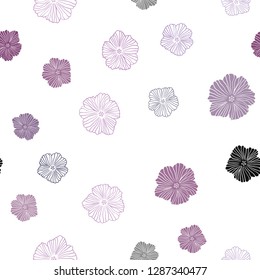 Dark Pink vector seamless doodle texture with flowers. Flowers with gradient on white background. Template for business cards, websites.