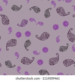 Dark Pink vector seamless elegant wallpaper with leaves and flowers. Doodle illustration of leaves and flowers in Origami style. The best blurred design for your business.
