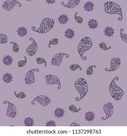 Dark Pink vector seamless elegant wallpaper with leaves and flowers. Decorative design in Indian style on white background. Completely new template for your design.