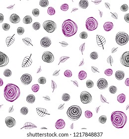 Dark Pink vector seamless elegant wallpaper with leaves and flowers. Colorful abstract illustration with leaves in doodle style. Design for wallpaper, fabric makers.