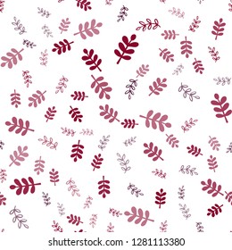 Dark Pink vector seamless elegant pattern with leaves, branches. Colorful illustration in doodle style with leaves, branches. Design for wallpaper, fabric makers.
