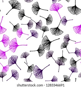 Dark Pink vector seamless elegant wallpaper with leaves. leaves on elegant natural pattern with gradient. Template for business cards, websites.