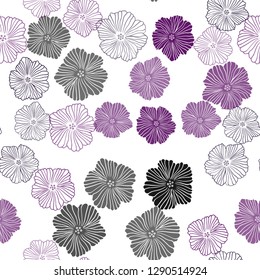 Dark Pink vector seamless elegant background with flowers. Colorful illustration in doodle style with flowers. Texture for window blinds, curtains.