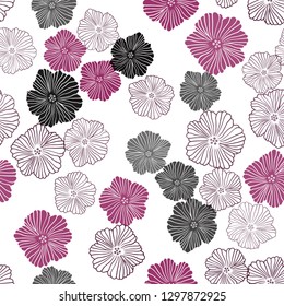 Dark Pink vector seamless elegant pattern with flowers. Colorful illustration in doodle style with flowers. Design for textile, fabric, wallpapers.