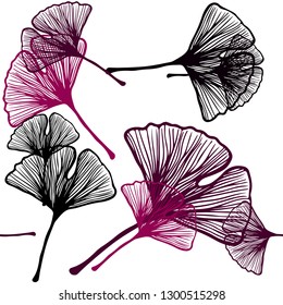 Dark Pink vector seamless elegant wallpaper with leaves. Modern geometrical abstract illustration with leaves. Pattern for trendy fabric, wallpapers.