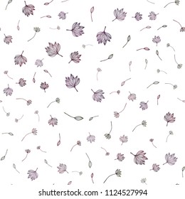 Dark Pink vector seamless hand painted texture. An elegant bright illustration with leaves in Natural style. New template for your brand book.