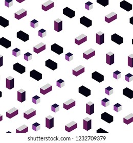 Dark Pink vector seamless, isometric background with rectangles. Illustration with set of colorful rectangles. Texture for window blinds, curtains.