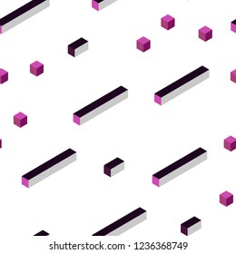 Dark Pink vector seamless, isometric template with rhombus. Abstract gradient illustration with rectangles. Design for wallpaper, fabric makers.