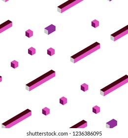 Dark Pink vector seamless, isometric pattern in square style. Abstract gradient illustration with rectangles. Pattern for trendy fabric, wallpapers.