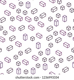 Dark Pink vector seamless, isometric backdrop with rhombus. Beautiful illustration with rectangles and squares. Template for business cards, websites.