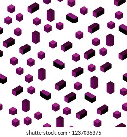 Dark Pink vector seamless, isometric background with rectangles. Illustration with set of colorful rectangles. Design for textile, fabric, wallpapers.