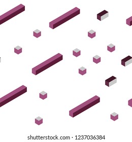 Dark Pink vector seamless, isometric cover in polygonal style. Beautiful illustration with rectangles and squares. Pattern for trendy fabric, wallpapers.