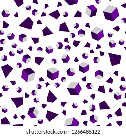 Dark Pink vector seamless, isometric texture with poly style with cubes. Glitter abstract illustration with squares, lines. Design for wallpaper, fabric makers.