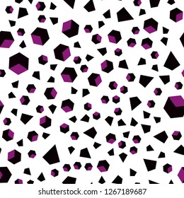 Dark Pink vector seamless, isometric pattern with polygonal style with cubes. Glitter abstract illustration with squares, lines. Design for textile, fabric, wallpapers.