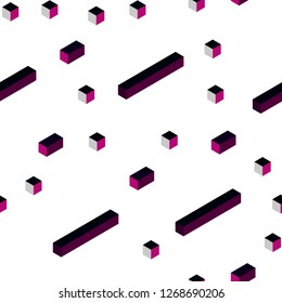 Dark Pink vector seamless, isometric template with rhombus. Illustration with set of colorful rectangles. Template for business cards, websites.