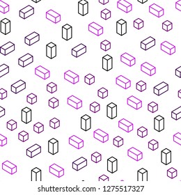 Dark Pink vector seamless, isometric background with rectangles. Decorative design in abstract style with rectangles. Pattern for design of fabric, wallpapers.